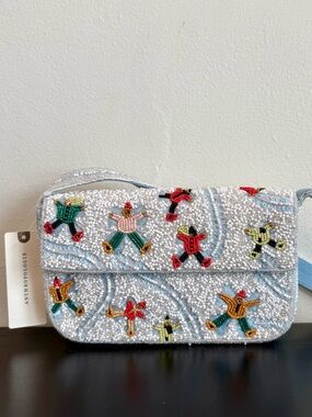 Anthropologie Snow Angel Beaded Bag NWT